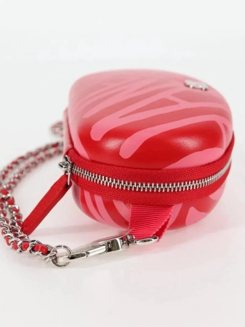 CHANEL Chain Glasses Sunglasses Case Glasses Case Leather Red CC Auth bs24979SAM